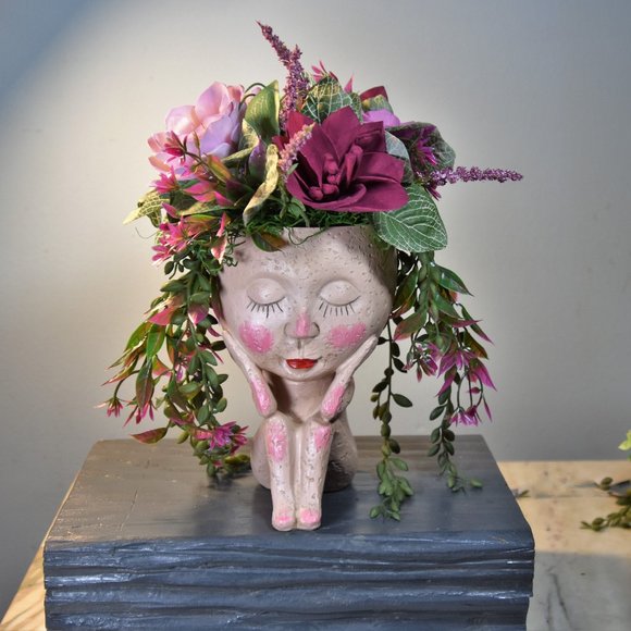 UNIQUE Peace & serenity vase with Sola wood lotus and lilies dyed and airbrushed - Picture 2 of 7